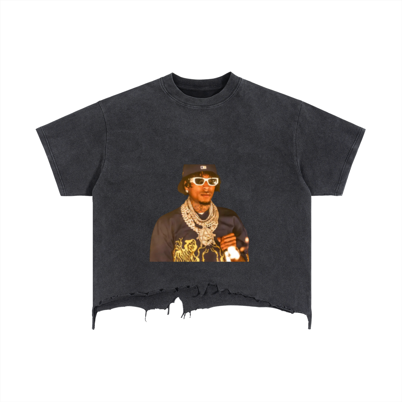 Vintage Wash Boxy Distressed Hem T-Shirt