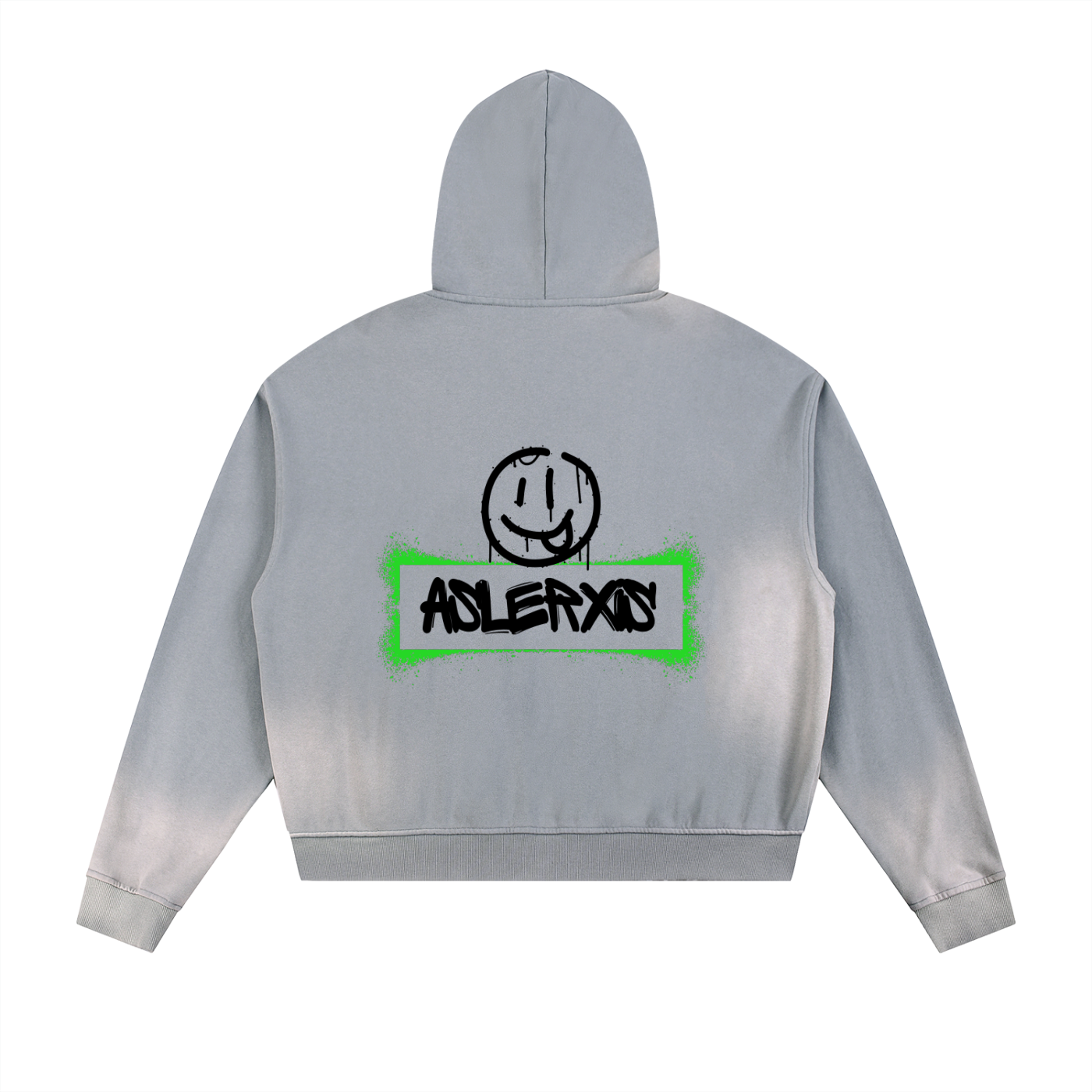 Sun Fade Frayed Raw Edge Fleece Zip Hoodie