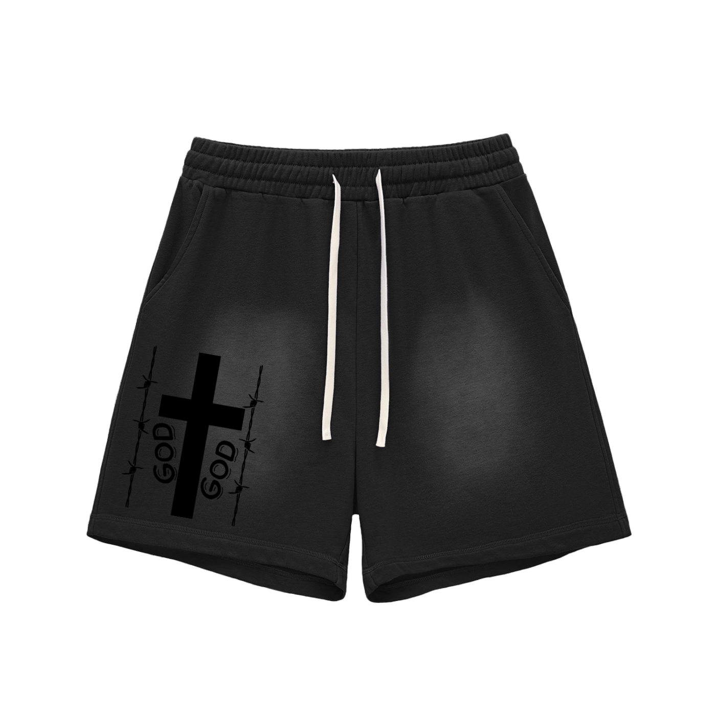Sun Fade Raw Edge Cotton Shorts