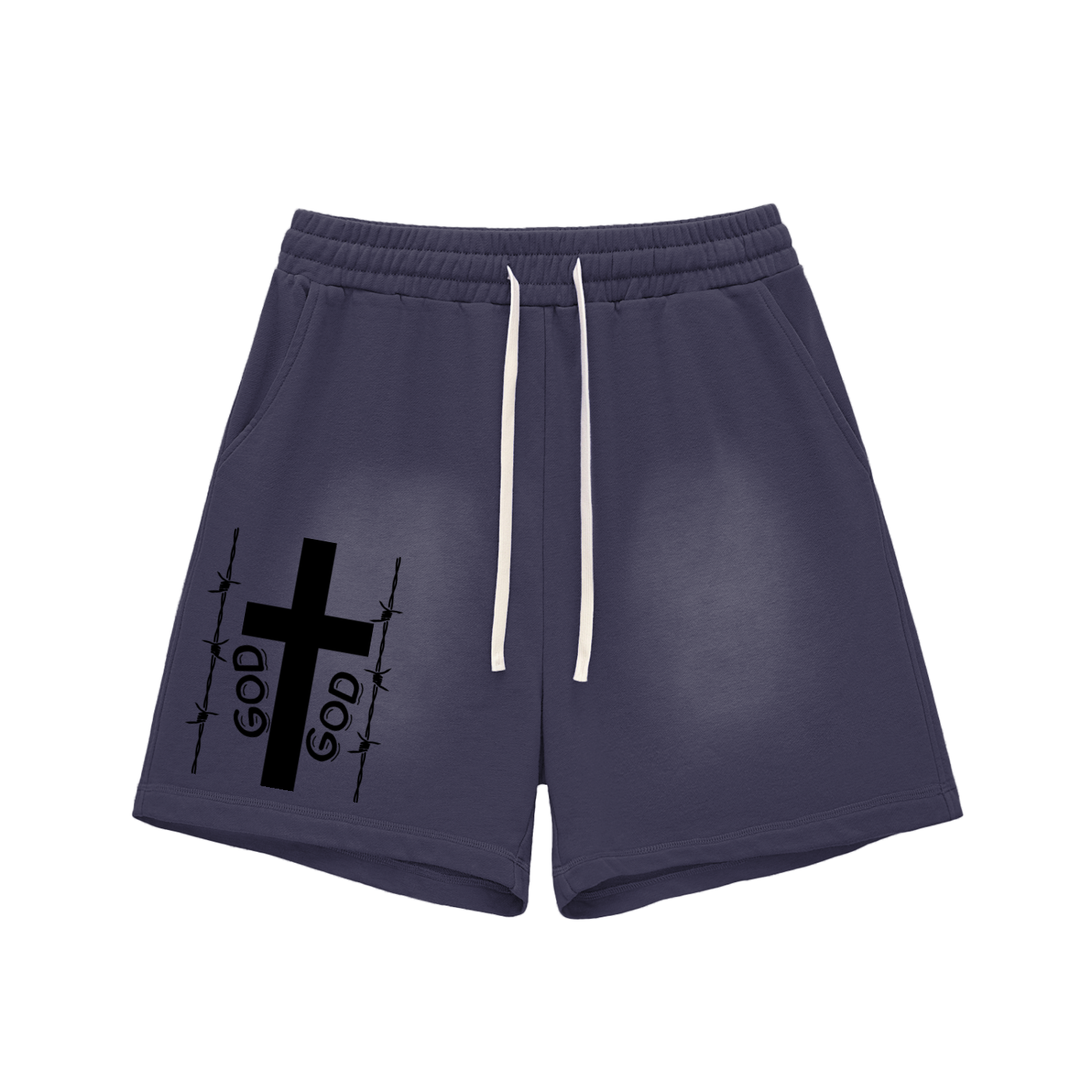 Sun Fade Raw Edge Cotton Shorts