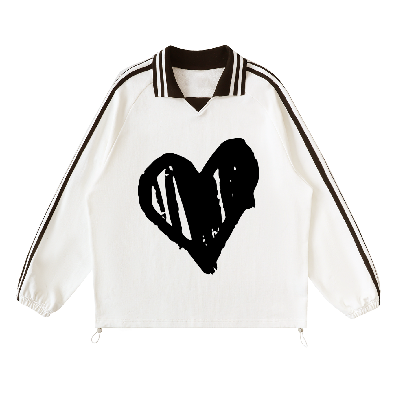 Contrast Striped Lapel Collar Sweatshirt