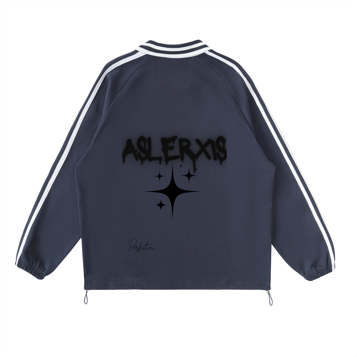 Contrast Striped Lapel Collar Sweatshirt