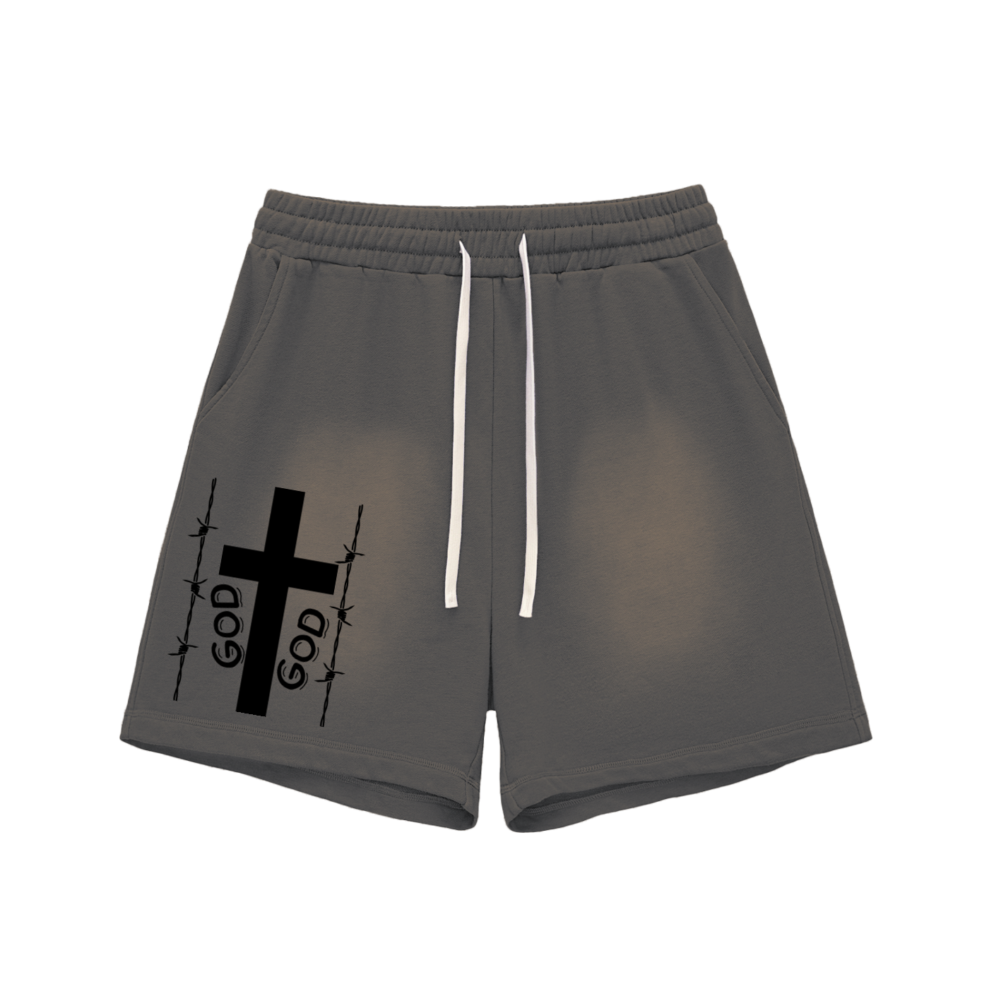 Sun Fade Raw Edge Cotton Shorts