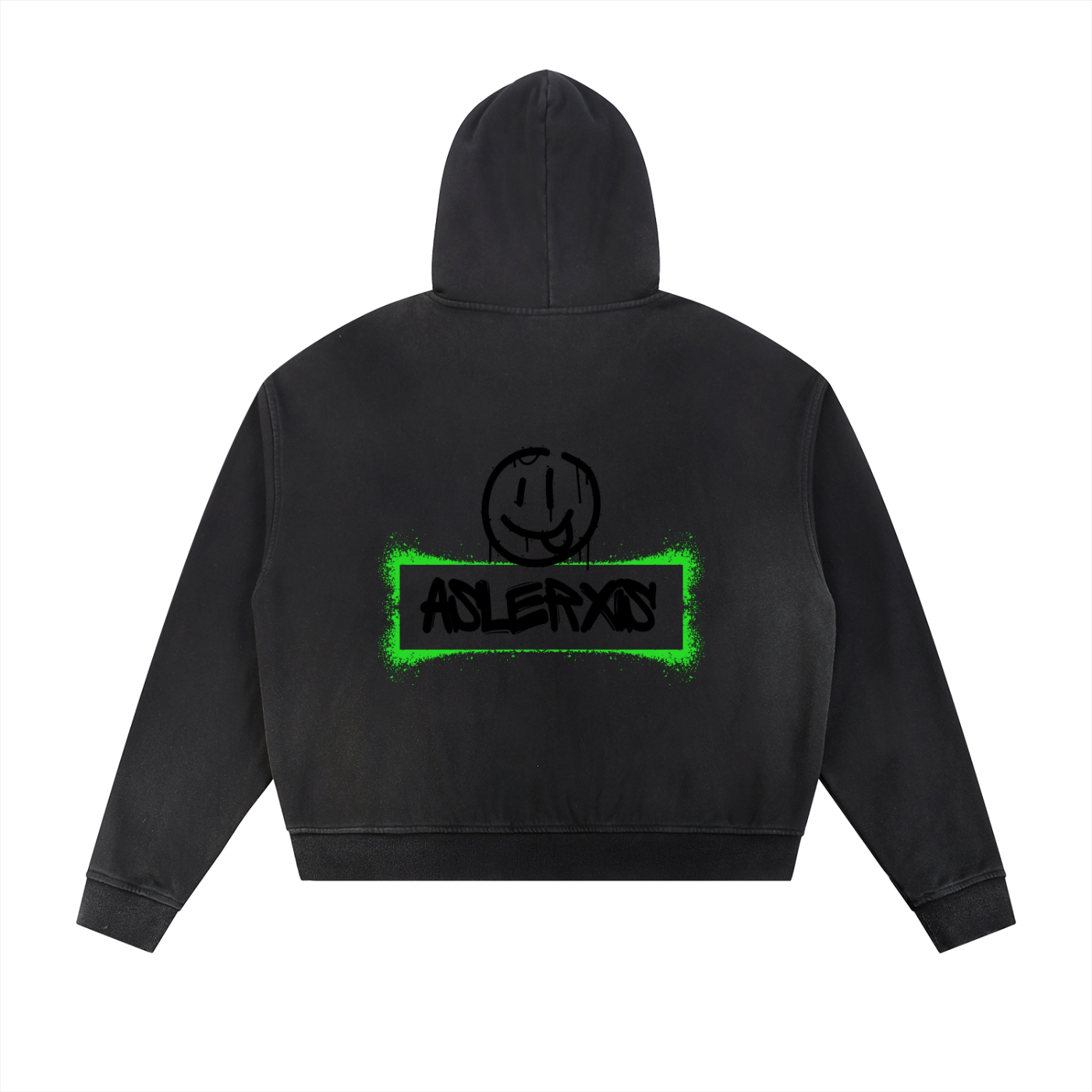 Sun Fade Frayed Raw Edge Fleece Zip Hoodie