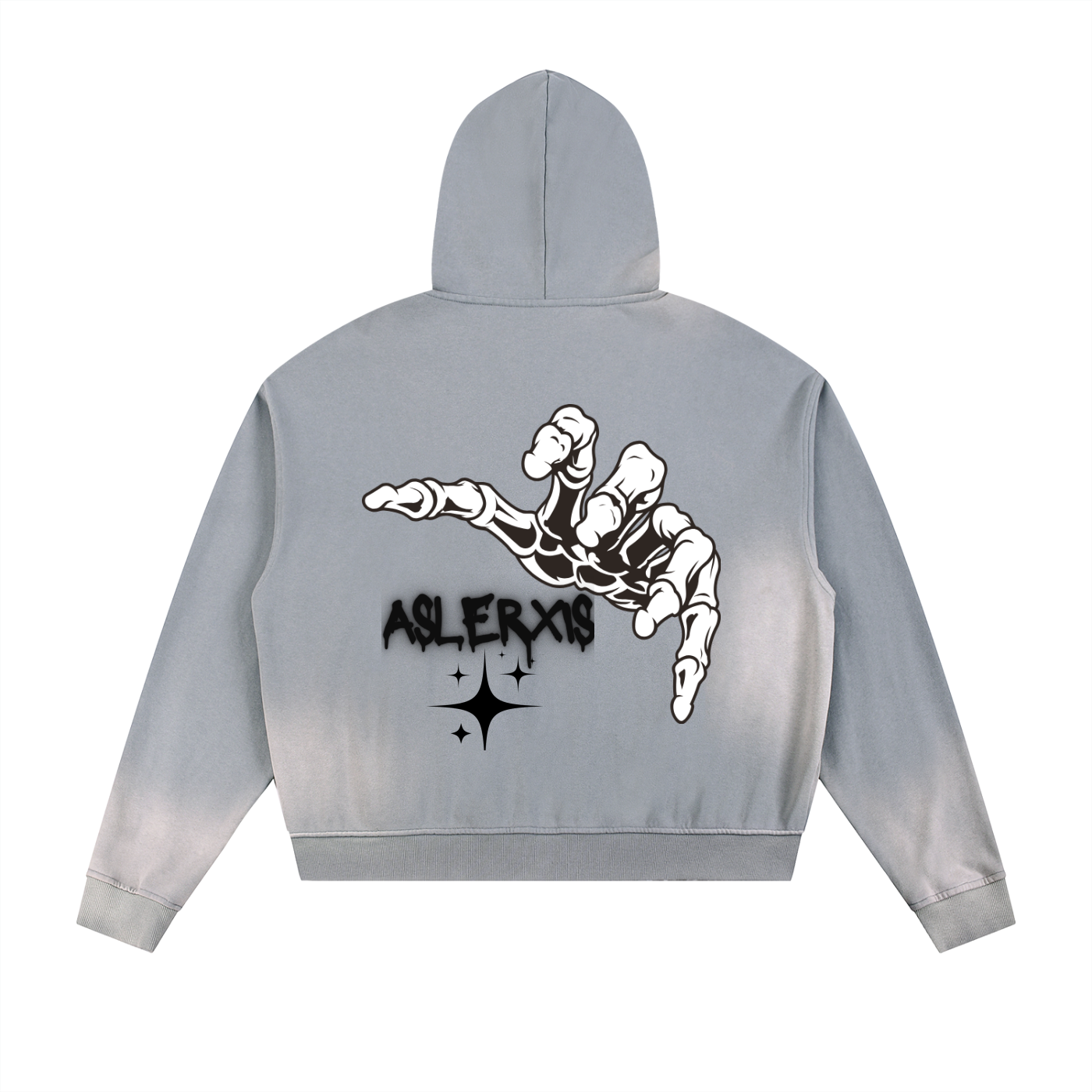 Sun Fade Frayed Raw Edge Fleece Zip Hoodie