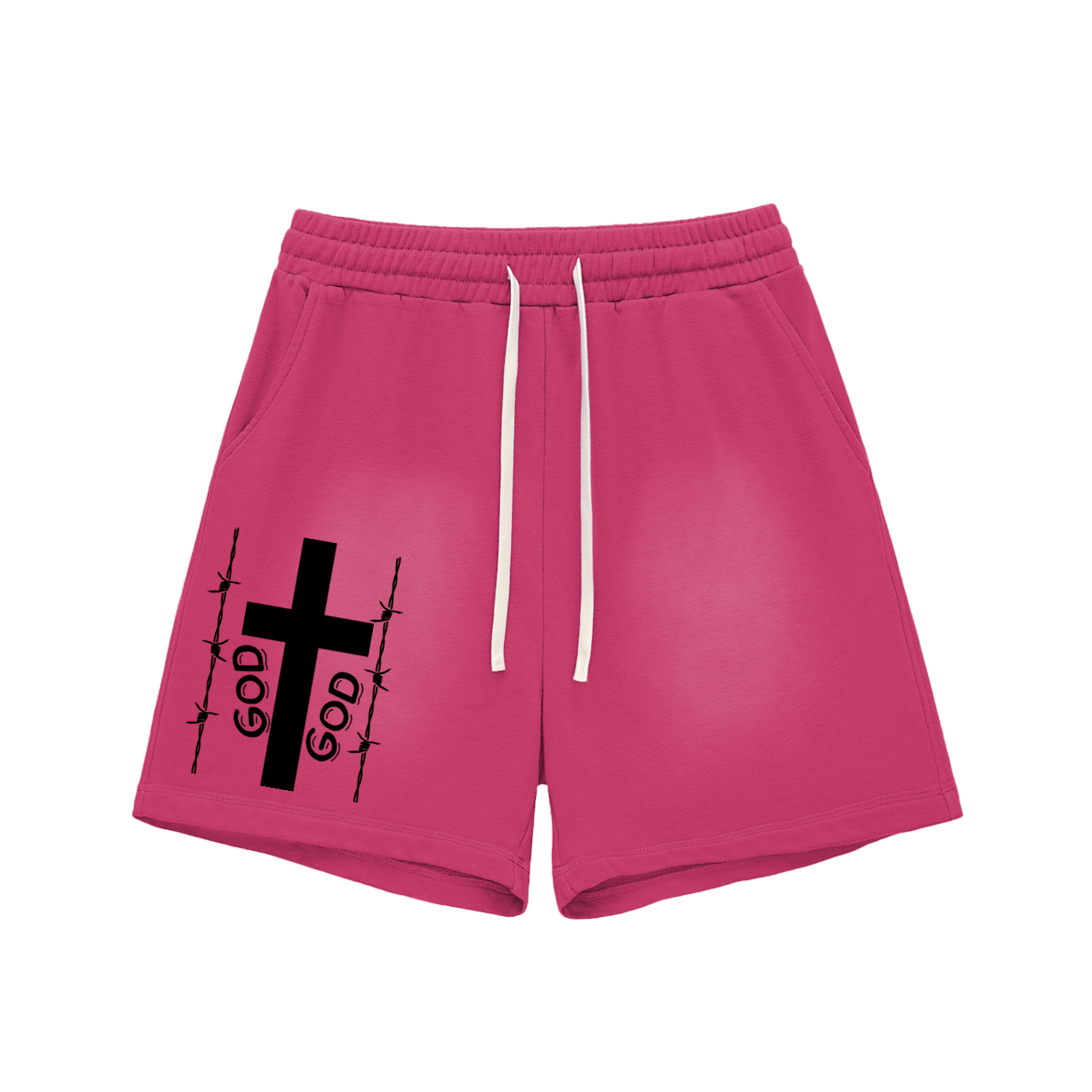 Sun Fade Raw Edge Cotton Shorts