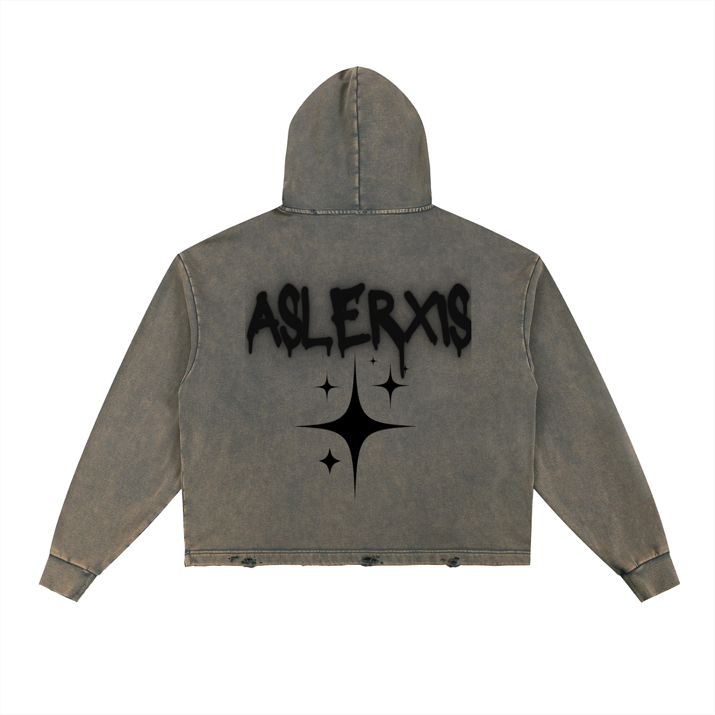 Vintage Washed Frayed-Hem Hoodie